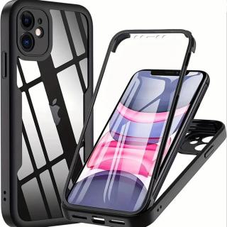 Husa iPhone 11 360 grade silicon TPU transparenta Negru