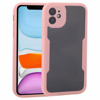 Husa iPhone 11 360 grade silicon TPU transparenta Roz