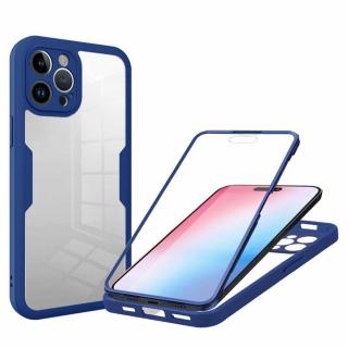 Husa iPhone 14 Pro 360 grade silicon TPU transparenta Albastru