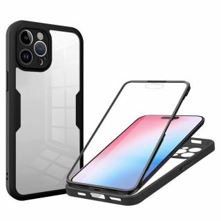 Husa iPhone 14 Pro 360 grade silicon TPU transparenta Negru