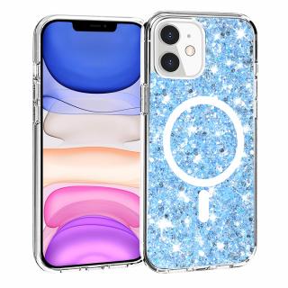 Husa silicon cu sclipici iPhone 11 glitter Bleu TSG