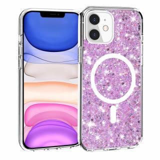 Husa silicon cu sclipici iPhone 11 glitter Magenta TSG