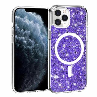 Husa silicon cu sclipici iPhone 11 Pro glitter Mov TSG