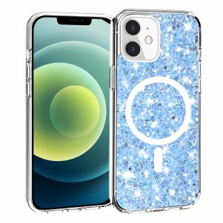 Husa silicon cu sclipici iPhone 12   12 Pro glitter Bleu TSG