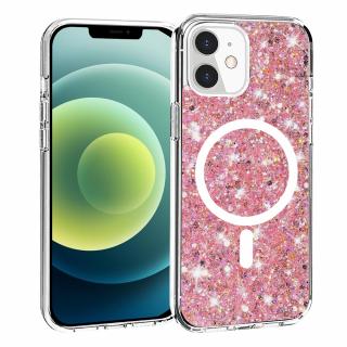 Husa silicon cu sclipici iPhone 12   12 Pro glitter Roz TSG