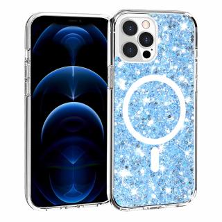 Husa silicon cu sclipici iPhone 12 Pro Max glitter Bleu TSG