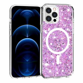 Husa silicon cu sclipici iPhone 12 Pro Max glitter Magenta TSG