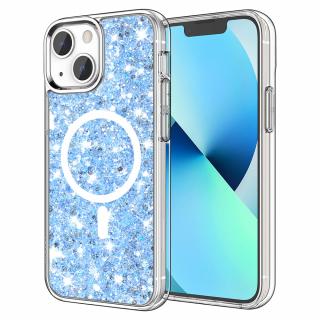 Husa silicon cu sclipici iPhone 13 glitter Bleu TSG