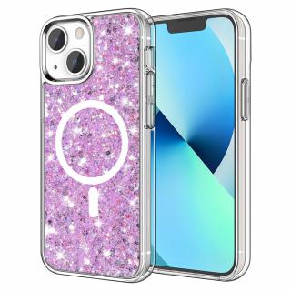 Husa silicon cu sclipici iPhone 13 glitter Magenta TSG