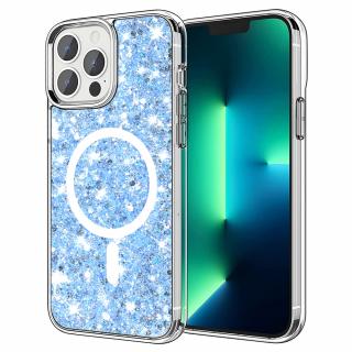 Husa silicon cu sclipici iPhone 13 Pro glitter Bleu TSG