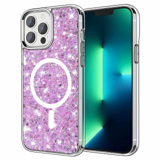 Husa silicon cu sclipici iPhone 13 Pro glitter Magenta TSG