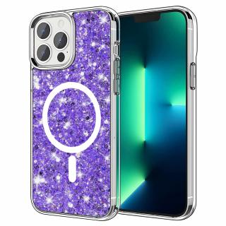 Husa silicon cu sclipici iPhone 13 Pro glitter Mov TSG