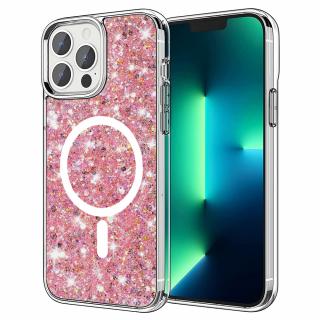 Husa silicon cu sclipici iPhone 13 Pro glitter Roz TSG