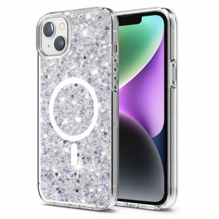 Husa silicon cu sclipici iPhone 14 glitter Alb TSG