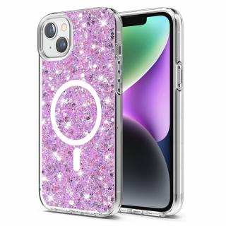 Husa silicon cu sclipici iPhone 14 glitter Magenta TSG