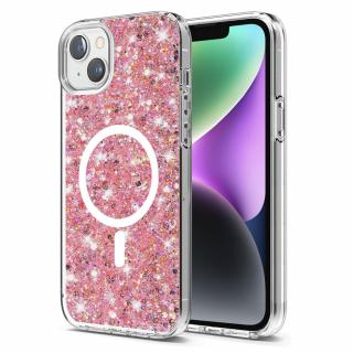 Husa silicon cu sclipici iPhone 14 glitter Roz TSG