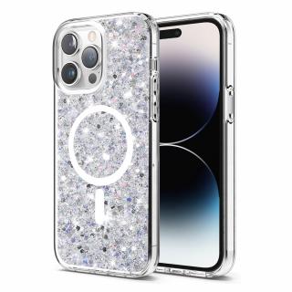 Husa silicon cu sclipici iPhone 14 Pro glitter Alb TSG