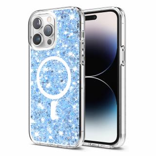 Husa silicon cu sclipici iPhone 14 Pro glitter Bleu TSG