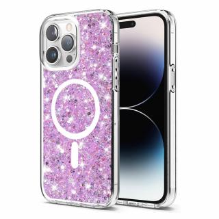 Husa silicon cu sclipici iPhone 14 Pro glitter Magenta TSG