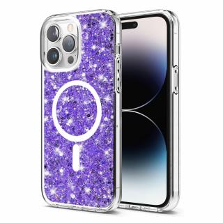 Husa silicon cu sclipici iPhone 14 Pro glitter Mov TSG