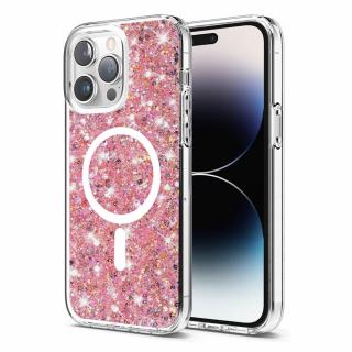 Husa silicon cu sclipici iPhone 14 Pro glitter Roz TSG