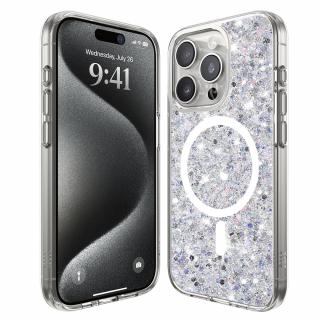 Husa silicon cu sclipici iPhone 15 Pro glitter Alb TSG