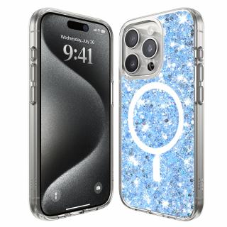 Husa silicon cu sclipici iPhone 15 Pro glitter Bleu TSG