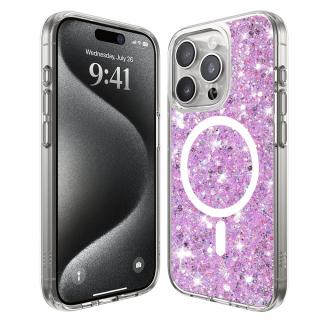 Husa silicon cu sclipici iPhone 15 Pro glitter Magenta TSG