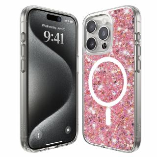 Husa silicon cu sclipici iPhone 15 Pro glitter Roz TSG