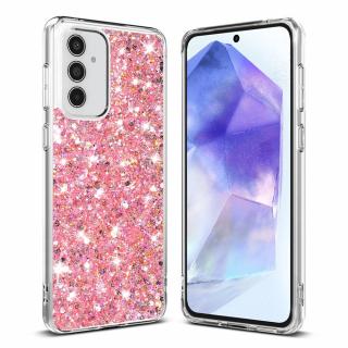 Husa silicon cu sclipici Samsung Galaxy A55 5G glitter Roz TSG