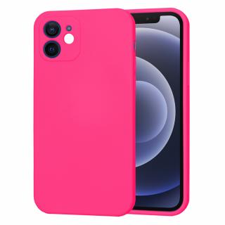 Husa spate iPhone 12 Silicon Fucsia cu Microfibra SoftFlex