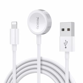 Incarcator wireless cu cablu USB la Apple Watch, Lightning, 2.4A, 1.2m Yesido (CA70) Alb