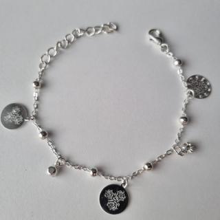 Bratara argintie cu charm trandafir