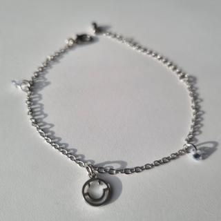 Bratara argintie dama charm smiley face