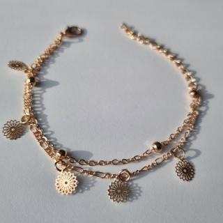 Bratara aurie cu charm floare
