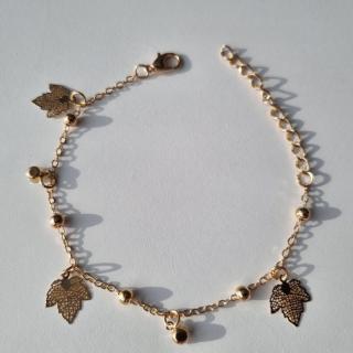 Bratara aurie cu charm frunza