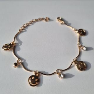 Bratara aurie cu charm smiley face