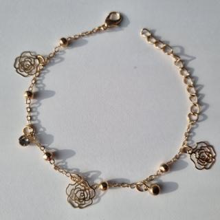 Bratara dama aurie cu charm trandafir