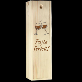 Cutie Vin Paste Fericit ,   Cadou Personalizat din Lemn pentru Sarbatori