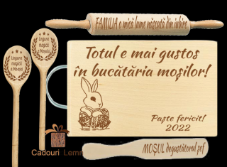 Set Cadou Mosi Paste ,   Personalizat din Lemn pentru Sarbatori!