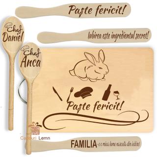 Set Cadou Paste Fericit ,   Cadou Personalizat din Lemn pentru Sarbatori Speciale!