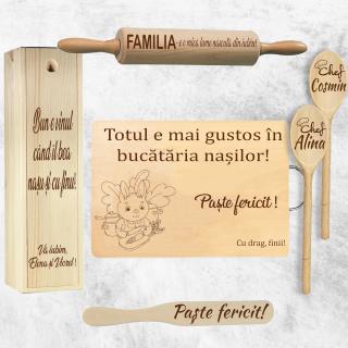 Set Cadou Paste pentru Nasi ,   Personalizat cu Articole din Lemn