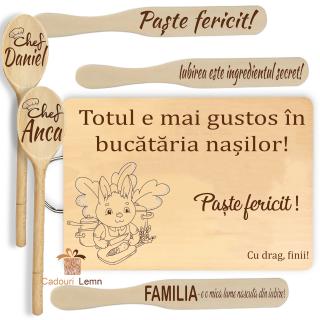 Set Cadou Personalizat , zNasi Paste Fericit,   ,   Un Cadou Special din Lemn pentru Nasi!
