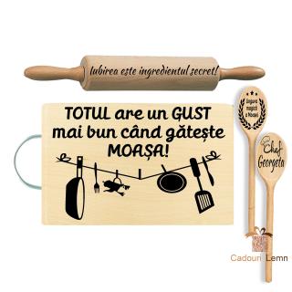 Set Cadou Totul e Mai Gustos Cand Gateste Moasa ,   Cadou Bucatarie pentru Moase