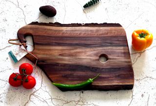 Tocator premium din lemn de nuc cu marigini natur