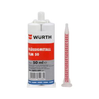 Adeziv epoxidic bicomponent pentru metal, Wurth Metal Lichid FLM50, pentru repararea panourilor de metal, cantitate 50 ml
