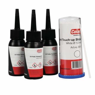 Chit transparent, Colad 915033, UV, set 3 bucati + betisoare aplicator