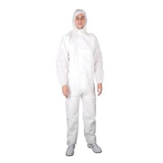 Combinezon de protectie cu gluga, Ardon H4053 XX, alb, de unica folosinta, marime la alegere