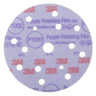 Disc abraziv slefuit velcro, 3M 5115X 260L Purple, 15 gauri, duritate P800 - P2000, diametru O 150 mm