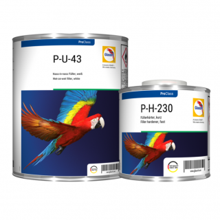 Filler acrilic, Glasurit P-U-43 3:1, ud pe ud, culoare alb   negru, gramaj 3 litri filler + 1 litru intaritor
